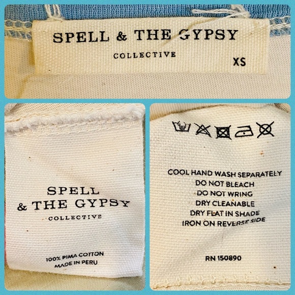 EUC Spell & the Gypsy Collective White Cool Blue Baby Tee - Picture 16 of 16